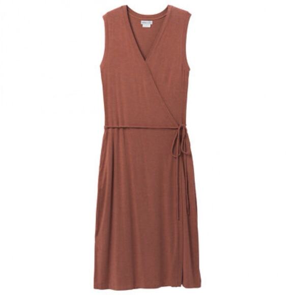 Prana Foundation Wrap Dress Womens M Medium Jersey Modal Terra Heather Gorp - Picture 1 of 6